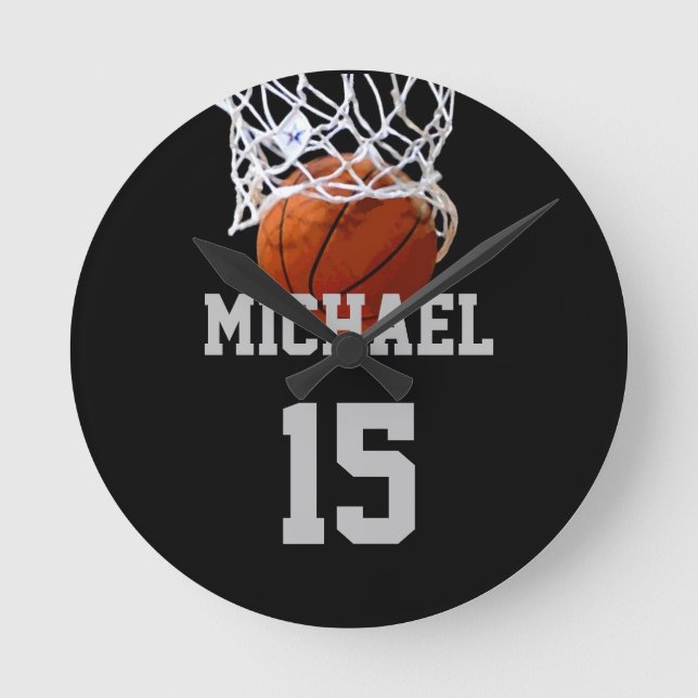 Basketball Your Name Round Clock (Front)