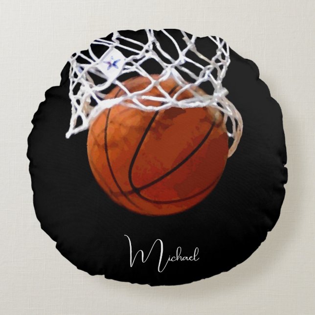 Basketball Your Name Round Cushion (Front)