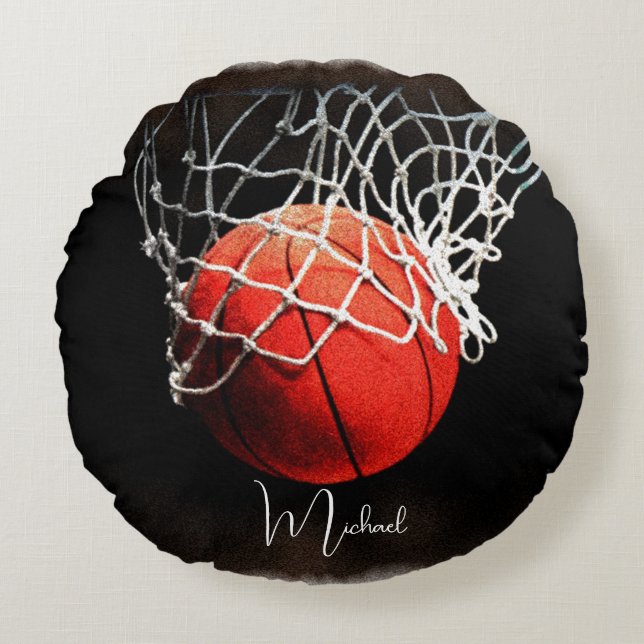 Basketball Your Name Round Cushion (Front)