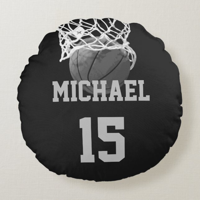 Basketball Your Name Round Cushion (Front)