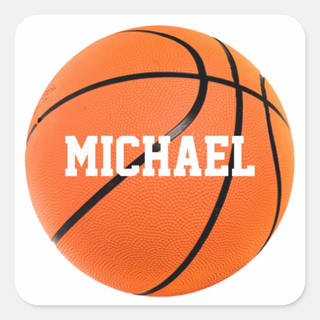 Basketball Your Name Square Sticker (Front)