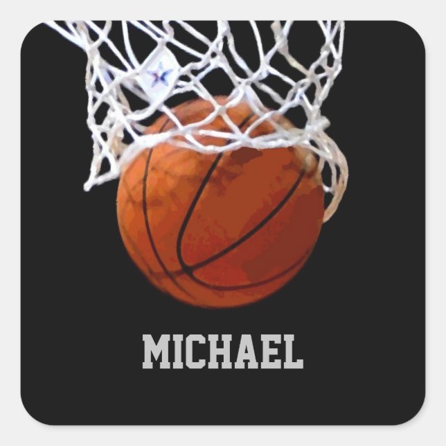 Basketball Your Name Square Sticker (Front)