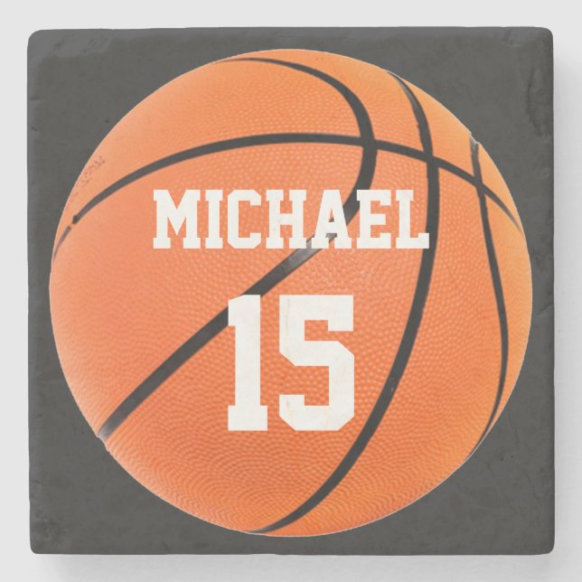 Basketball Your Name Stone Coaster (Front)