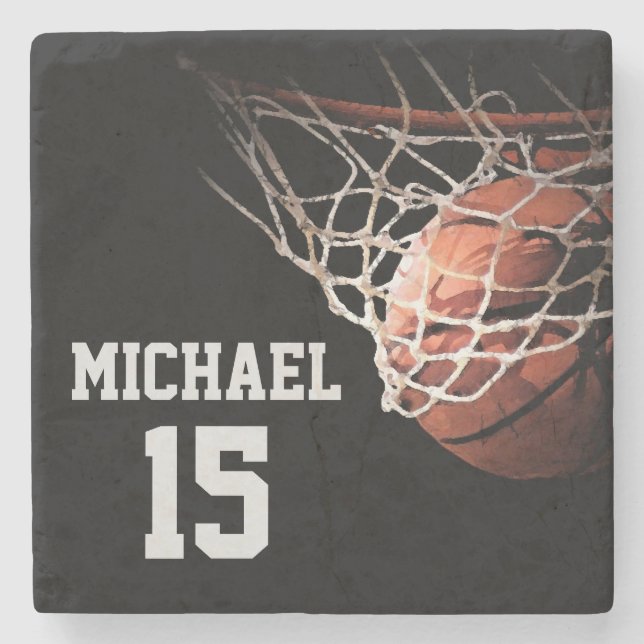 Basketball Your Name Stone Coaster (Front)