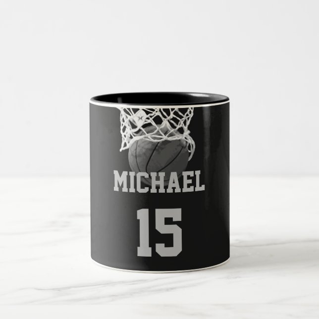 Basketball Your Name Two-Tone Coffee Mug (Center)