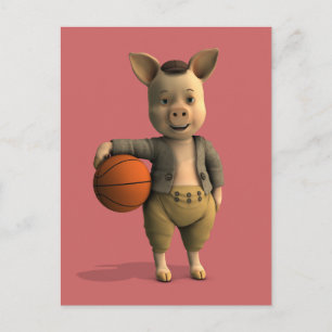 Basketballer Piglet Postcard