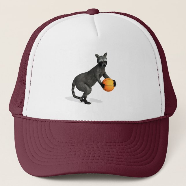 Basketballer Racoon Trucker Hat (Front)