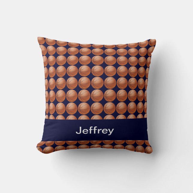 Basketballs, 16" Square Pillow, Blue Personalised Cushion (Front)
