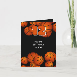 basketballs accent boys girls happy birthday card