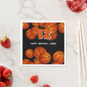 basketballs accent kids sports party napkin