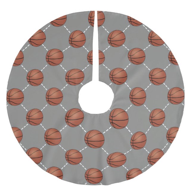 Basketballs and court tree skirt (Front)