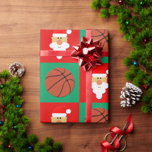 Basketballs and Santa Basketball Player Christmas Wrapping Paper
