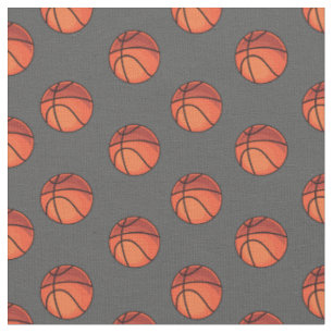 Basketballs on Dark Grey Fabric
