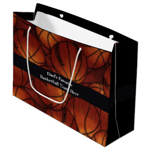 Basketballs on Flannel Large Gift Bag