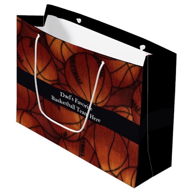 Basketballs on Flannel Large Gift Bag (Front Angled)