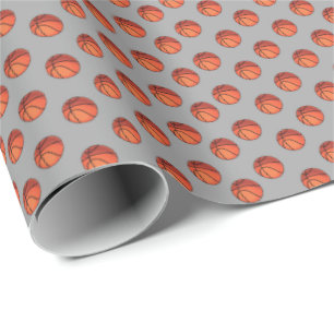 Basketballs on Light Grey Wrapping Paper