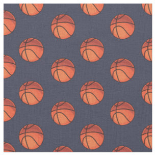Basketballs on Navy Blue Fabric