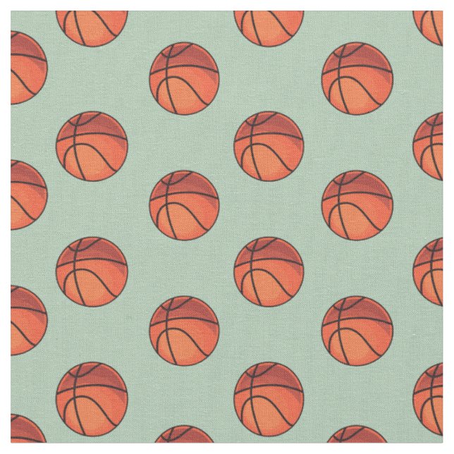 Basketballs on Sage Green Fabric (Close Up)