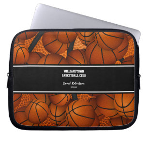 basketballs pattern coach gift w custom name laptop sleeve