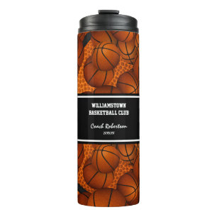 basketballs pattern coach gift w custom name thermal tumbler