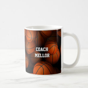 basketballs pattern personalised team coach coffee mug