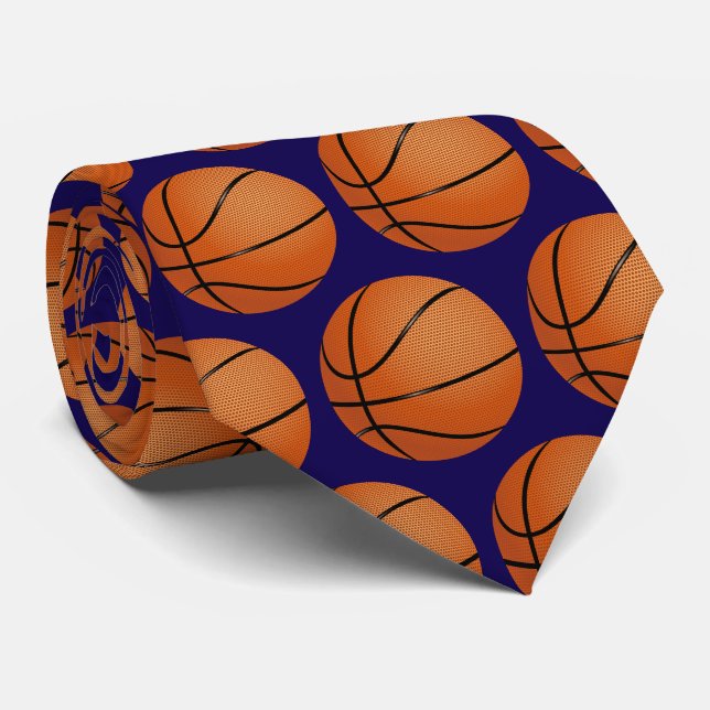 Basketballs Pattern | Sport Gifts Tie (Rolled)