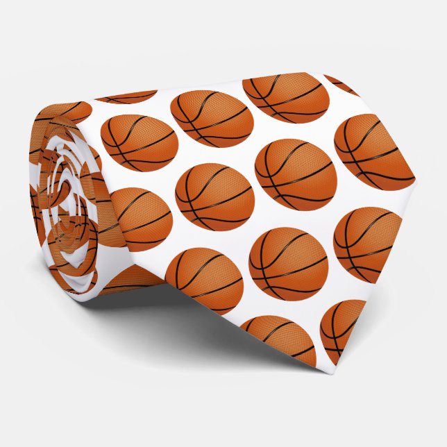 Basketballs Pattern | Sport Gifts Tie (Rolled)
