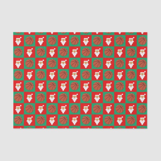 Basketballs & Santa Basketball Fan Christmas Gift Tissue Paper (Front)