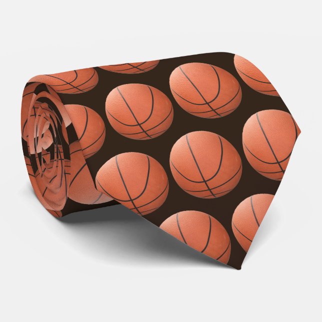 Basketballs Tiled Tie (Rolled)