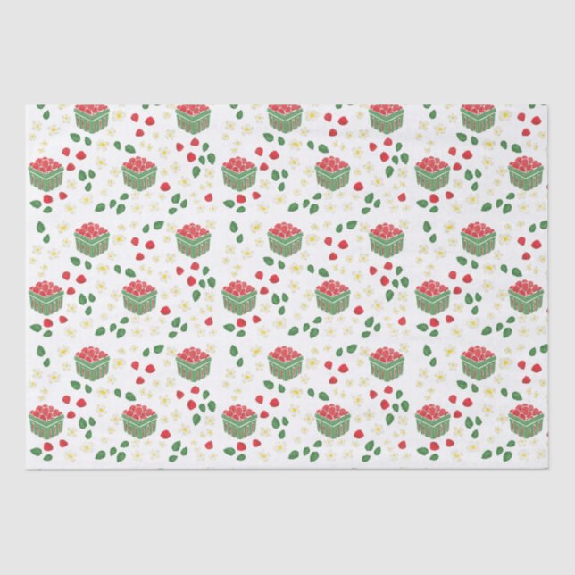 Baskets of Berries Strawberry Flowers Summer  Tissue Paper (Front)