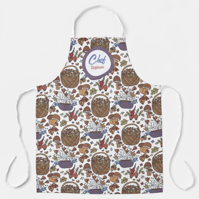 Baskets of Mushrooms, Personalised Chefs Apron (Front)