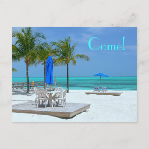 BASKING IN BAHAMA BEAUTY:"COME!" POSTCARD