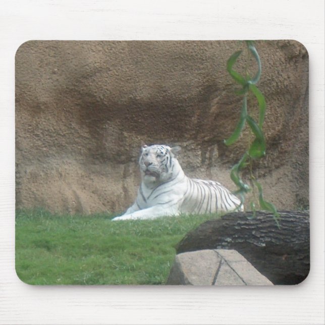 Basking White Tiger Mouse Mat (Front)