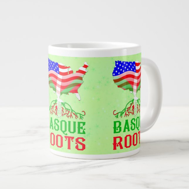 Basque American Roots Large Coffee Mug (Front Right)