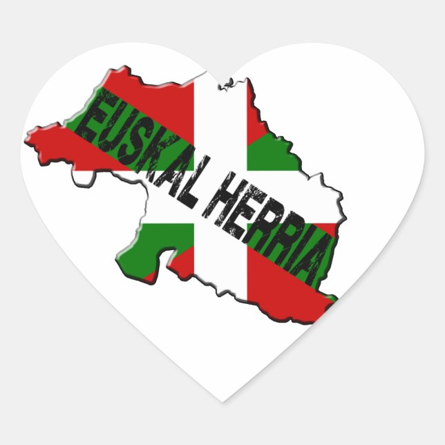 Basque country map plus euskal herria flag heart sticker (Front)