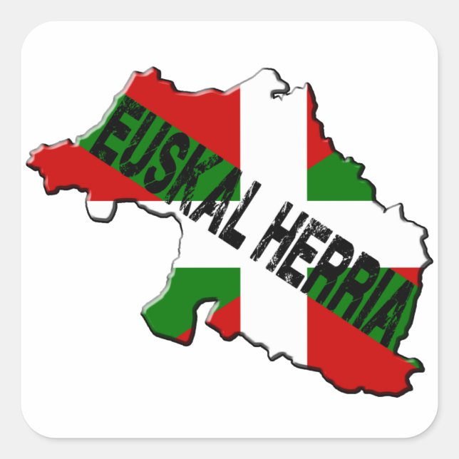 Basque country map plus euskal herria flag square sticker (Front)
