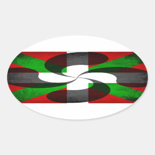 Basque Flag and Cross Oval Sticker