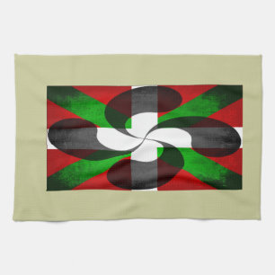 Basque Flag and Cross Tea Towel
