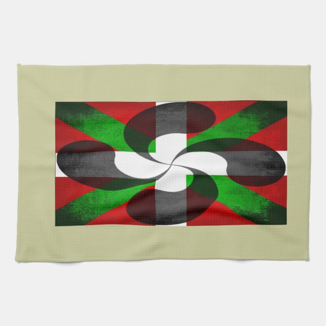 Basque Flag and Cross Tea Towel (Horizontal)