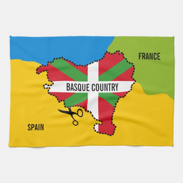 Basque flag Ikurriña, Basque Country independence, Tea Towel (Horizontal)