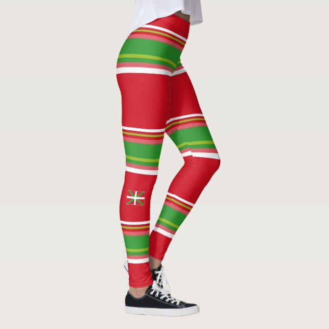 Basque flag + red & green striped pattern: leggings (Right)