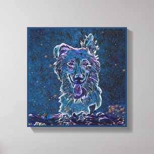 Basque Shepherd Blue Starry Night Painting Style Canvas Print