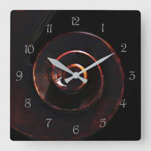 Bass 2 Grey Script Numbers wccn Square Wall Clock