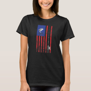 Bass American Flag Fishing Pole Vintage T-Shirt