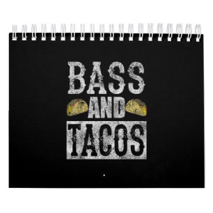 Bass And Tacos Funny Taco Bass Guitar Distressed Calendar