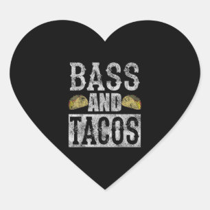 Bass And Tacos Funny Taco Bass Guitar Distressed Heart Sticker