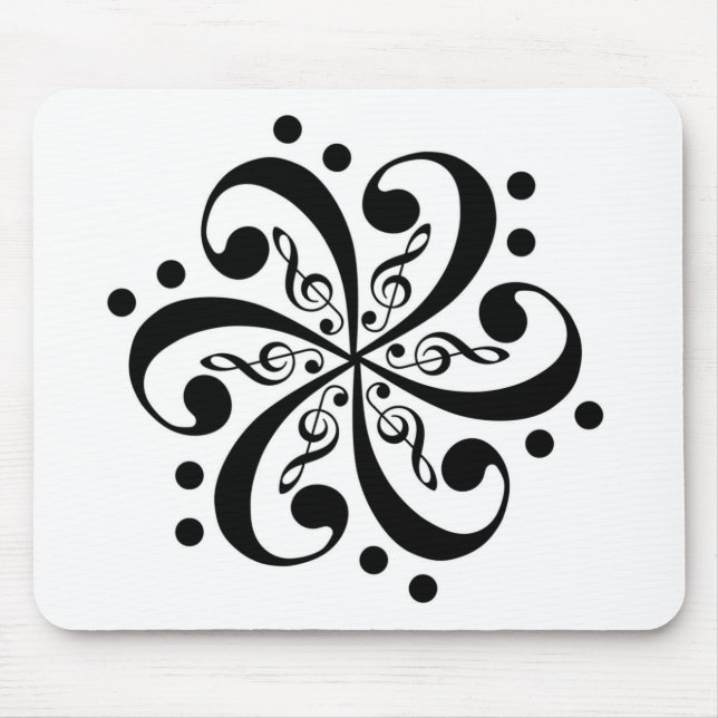 Bass and Treble Clef Swirl Mousepad (Front)