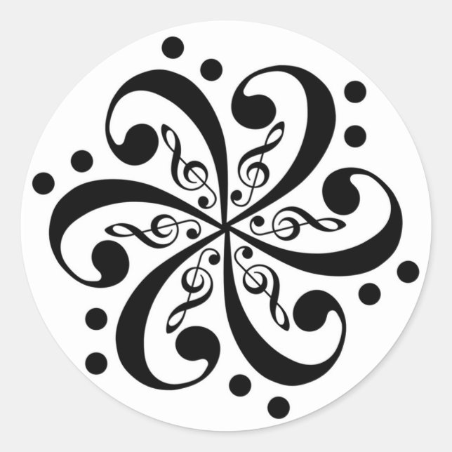 Bass and Treble Clef Swirl Stickers (Front)
