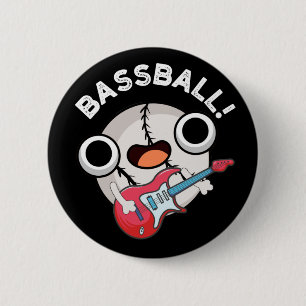 Bass-ball Funny Baseball Bass Pun Dark BG 6 Cm Round Badge