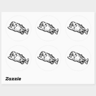 BASS & BONES White Classic Round Sticker